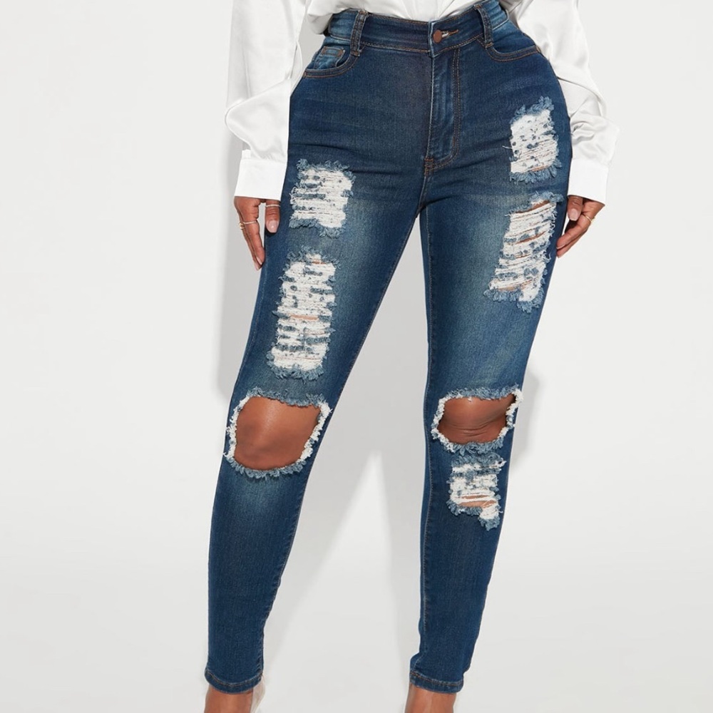 FashionNova: Say Yes to Distress Dark Wash Jeans